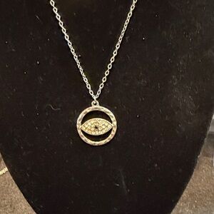Silver Pave Evil Eye Pendant Necklace - Womens Jewelry